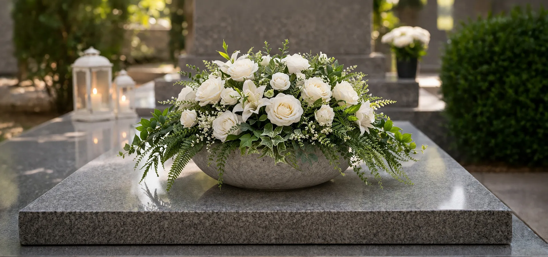 composizioni floreali artificiali per lutto e commemorazione ciotole per tomba
