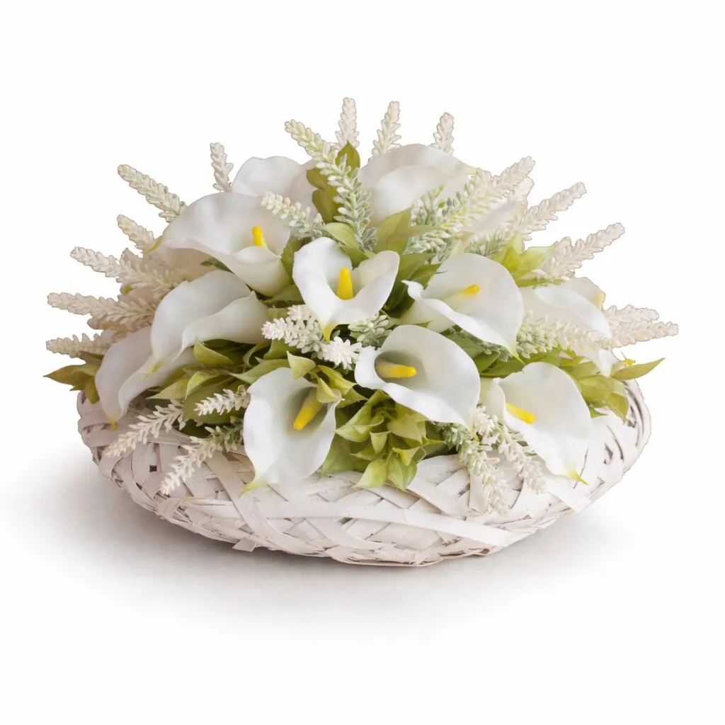 Vassoio in giunco con fiori