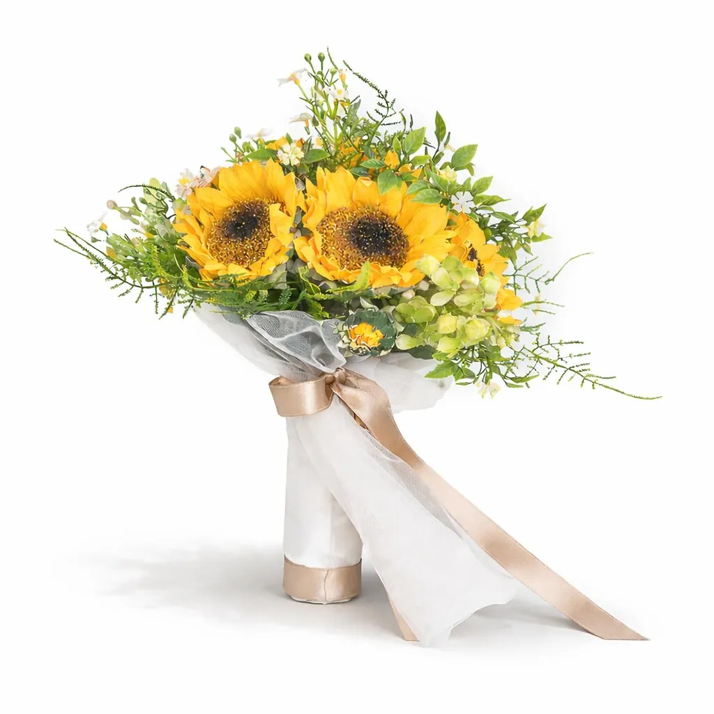 Bouquet sposa con girasoli e ortensie