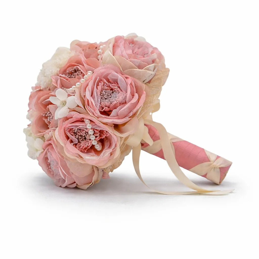 Bouquet sposa con peonie rosa