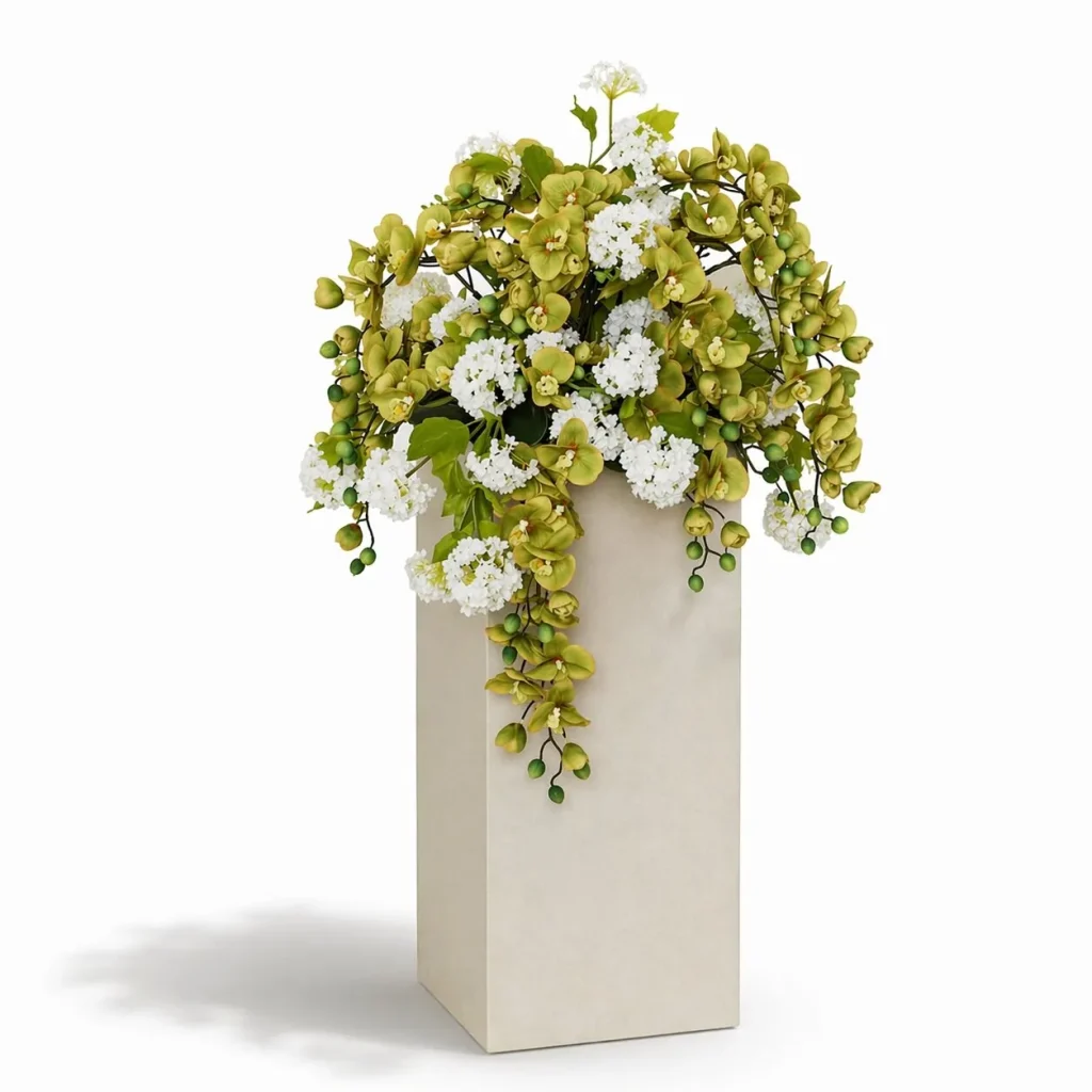 Immagine del prodotto: Colonna di ortenise bianche e orchidee verdi