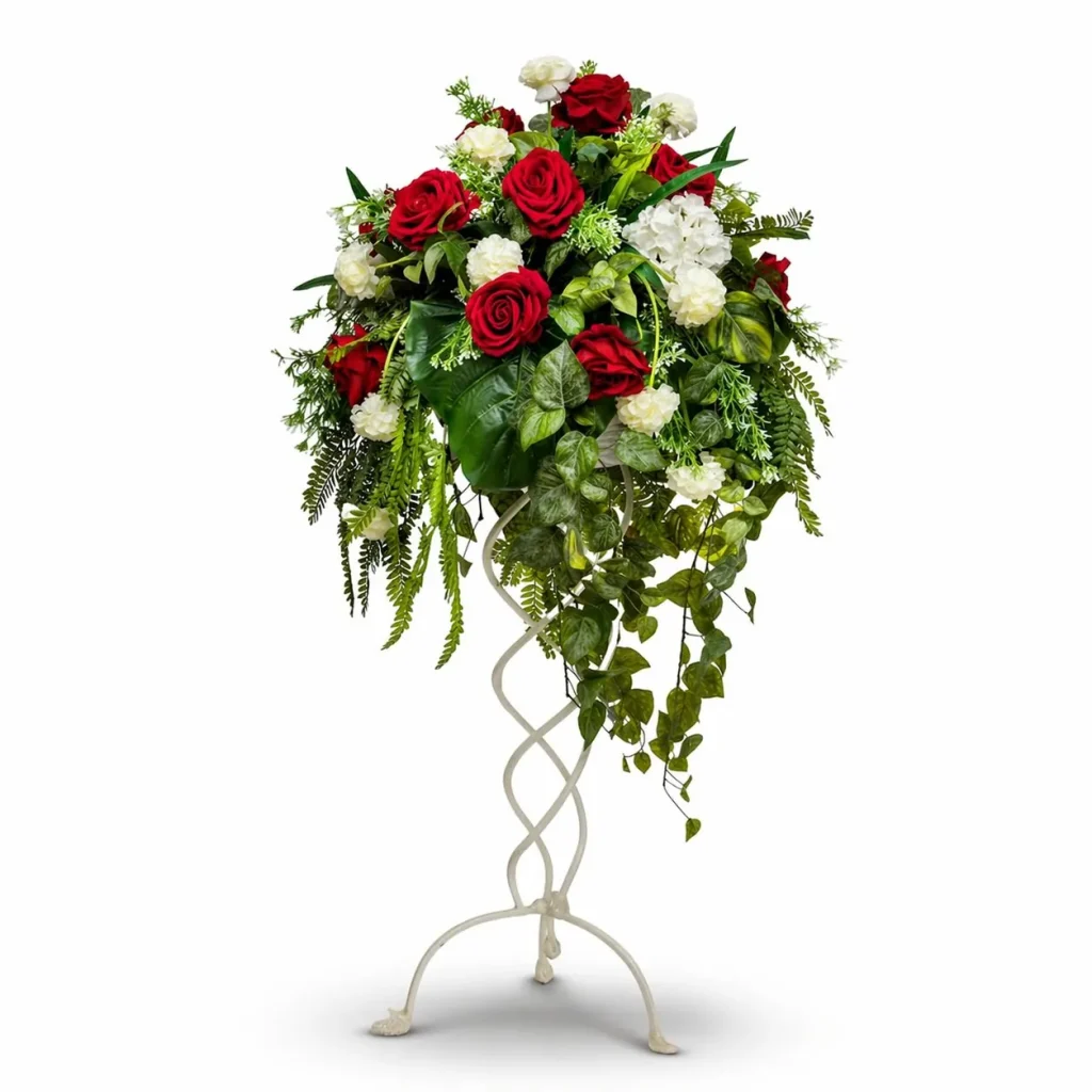 Immagine del prodotto: Colonna di rose rosse e ortensie bianche