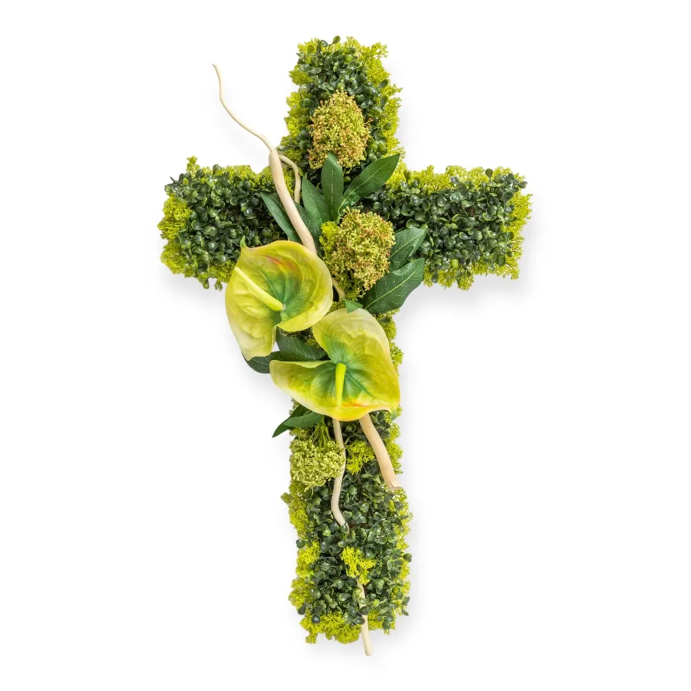 Croce con Anthurium Verde