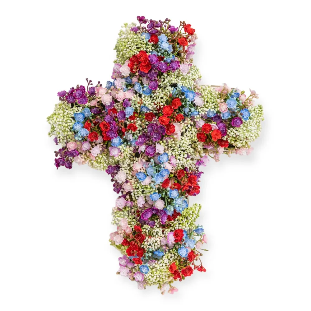 Croce con Fiori Misti Colorati