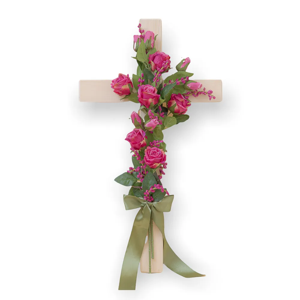 Croce in Legno di Rose Fucsia