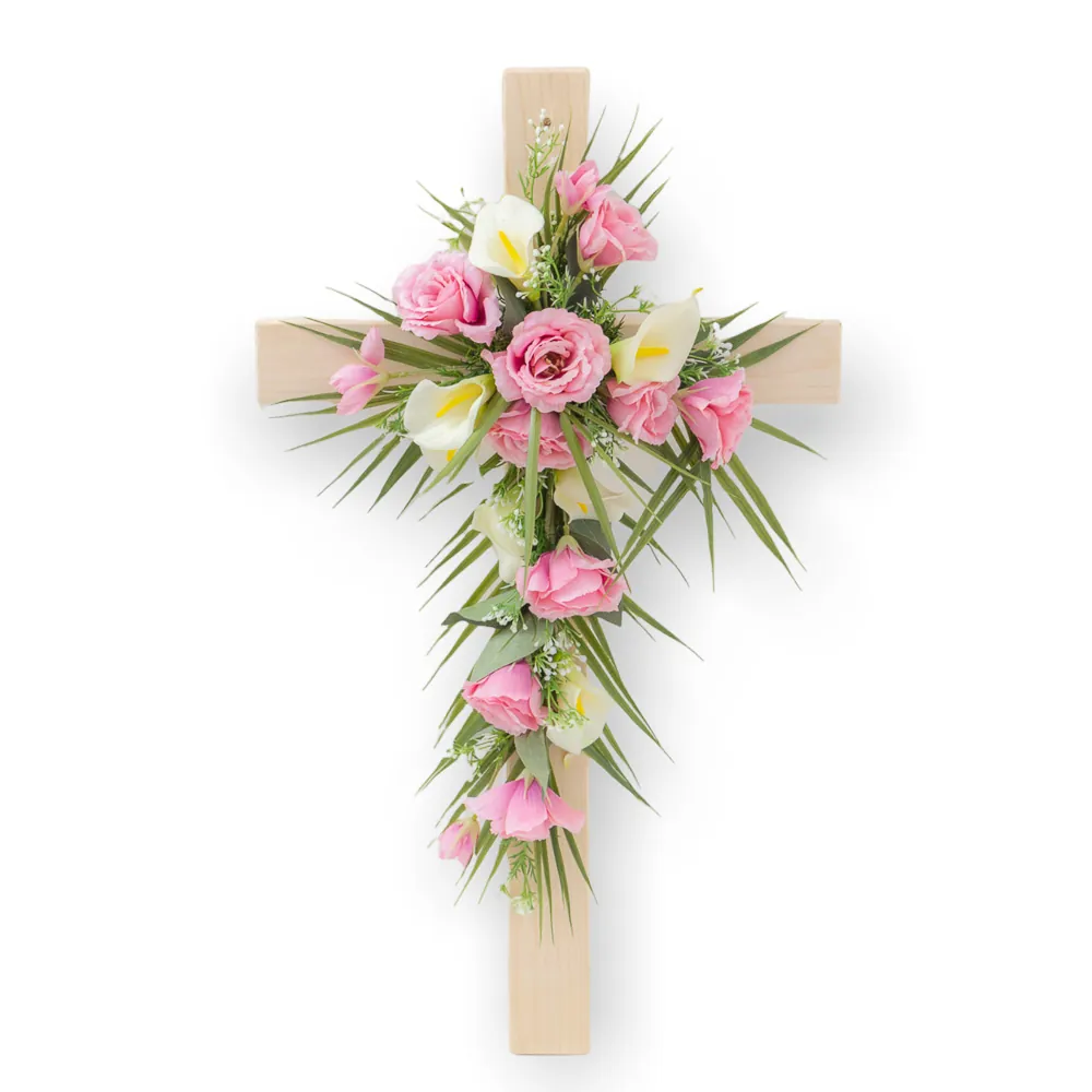Croce in Legno di Rose e Calle Rosa