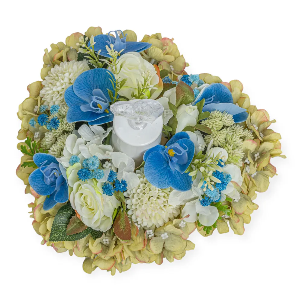 Cuore Medio con Orchidea Blu e Porta Cero