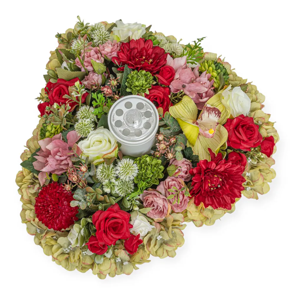 Cuore Medio Fiori da Campo Rossi con Portacero