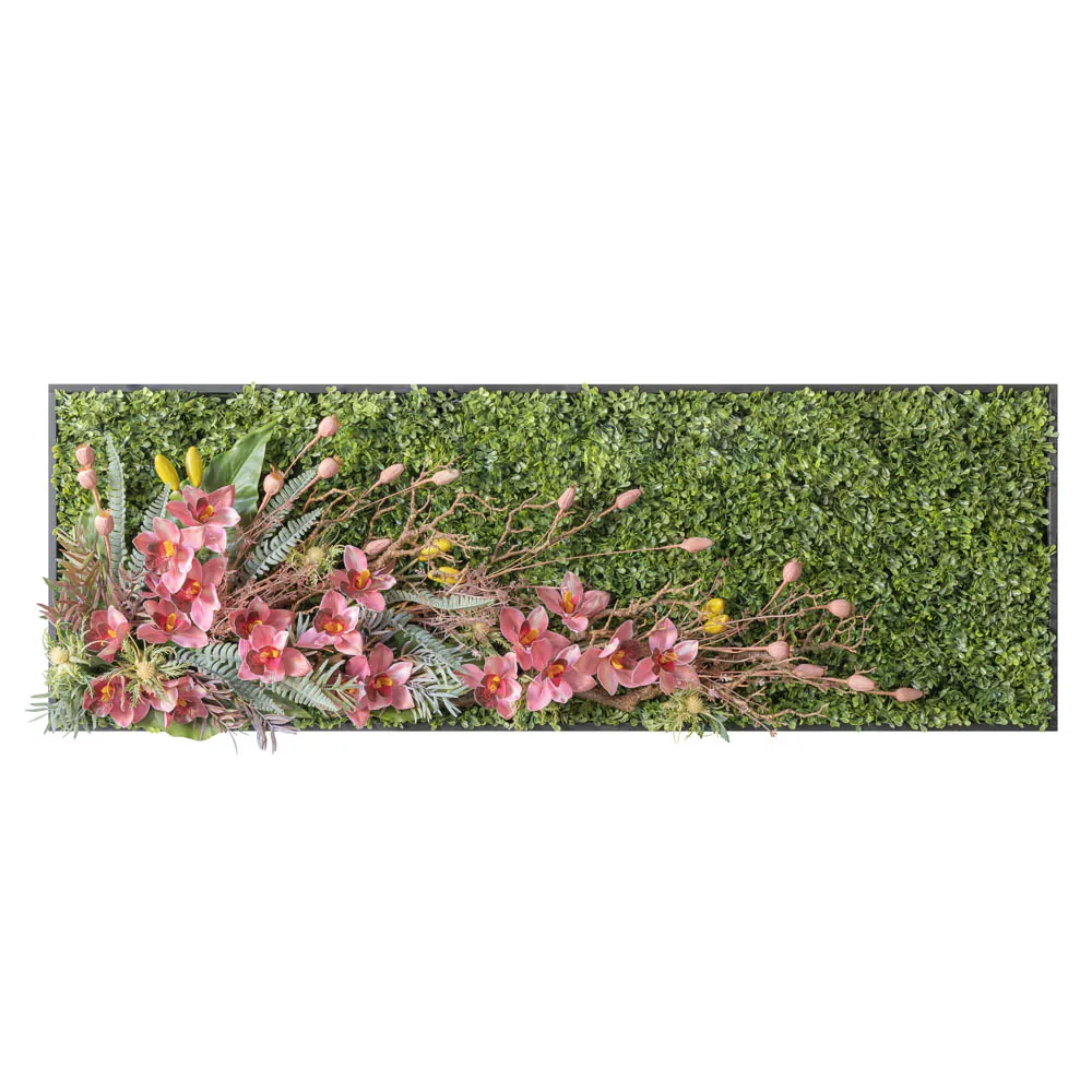 Quadro orizzontale di girasoli e ortensie arancio