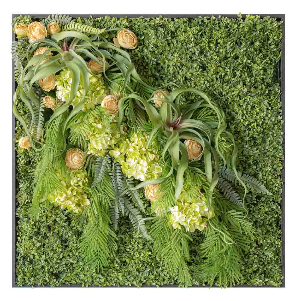 Quadro quadrato di rose arancio e ortensie