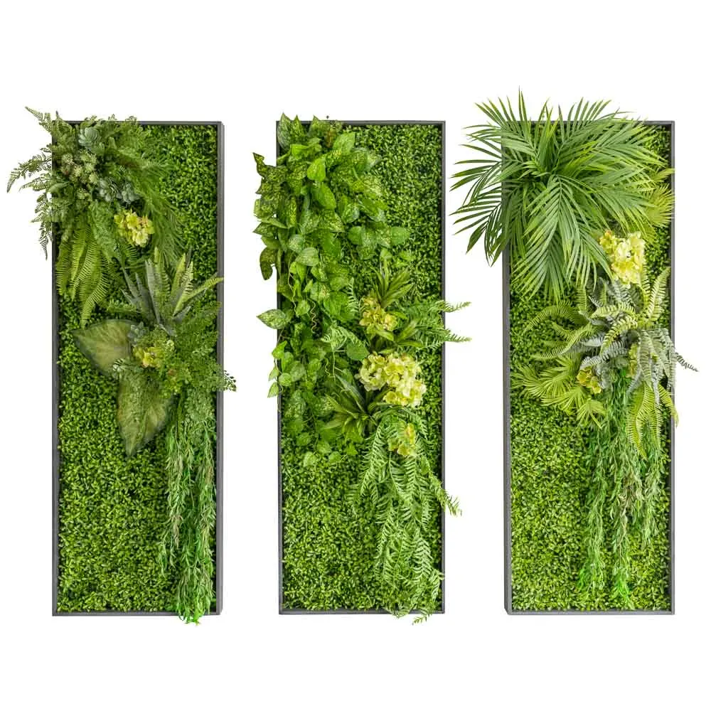 Trittico di quadri rettangolari con verde misto tropicale