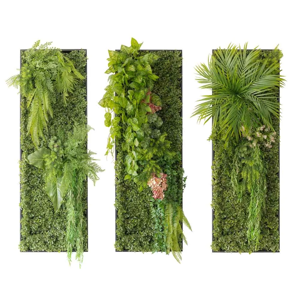 Trittico di quadri verticali verde misto