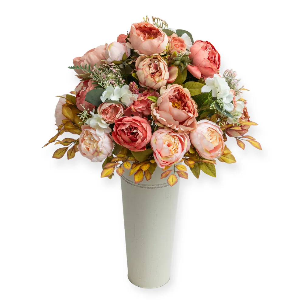 Mazzo peonie rosa e ortensie bianche
