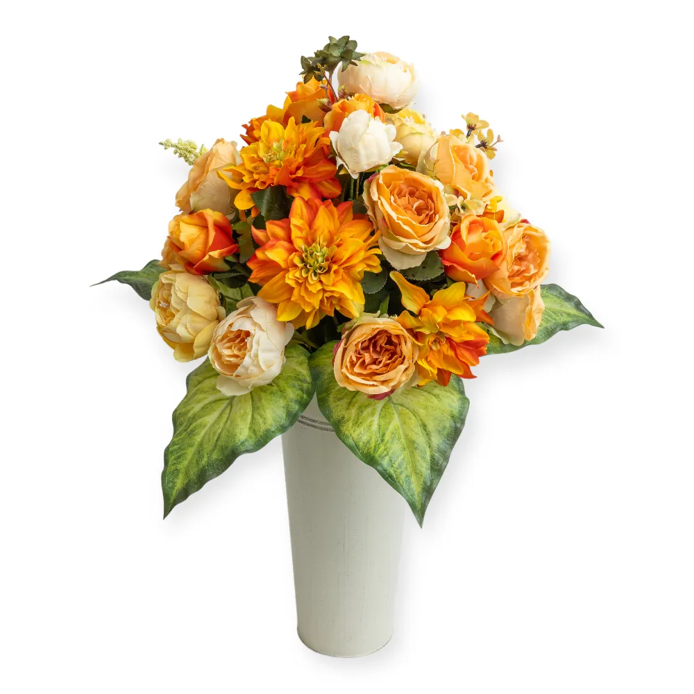 Mazzo rose pesca dalie e peonie arancio