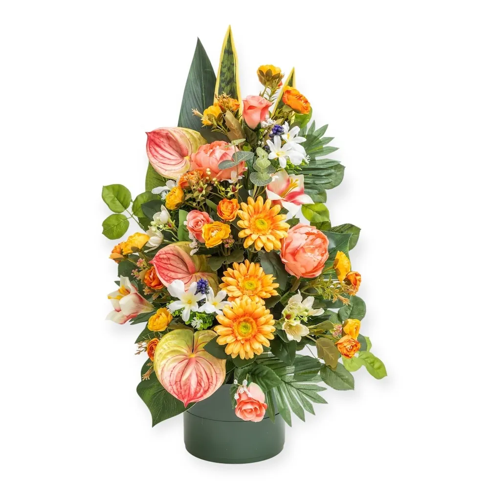 Monofacciale con anthurium e gerbere arancio