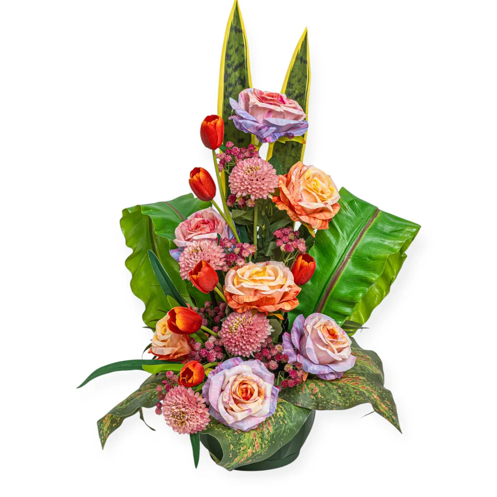 Monofacciale con rose e tulipani tropicali