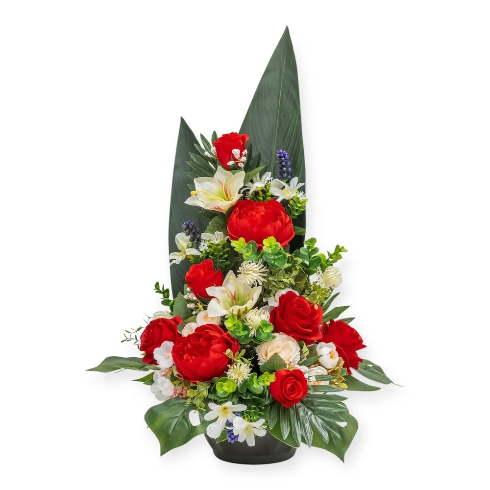 Monofacciale con rose rosse e peonie