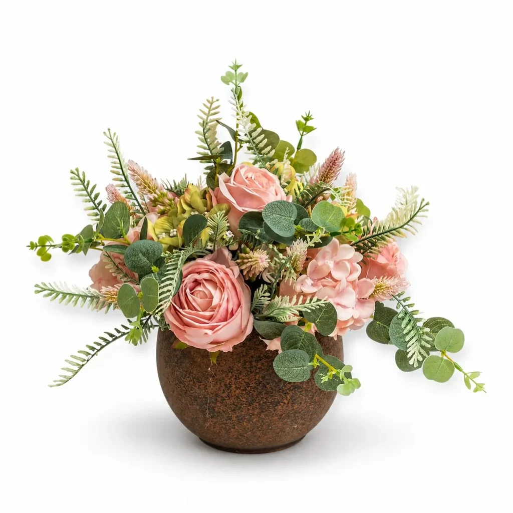 Immagine del prodotto: Boccia ceramica anticata peonie cipria