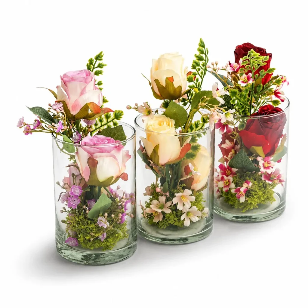 Immagine del prodotto: Cilindri vetro rose assortite tre pezzi
