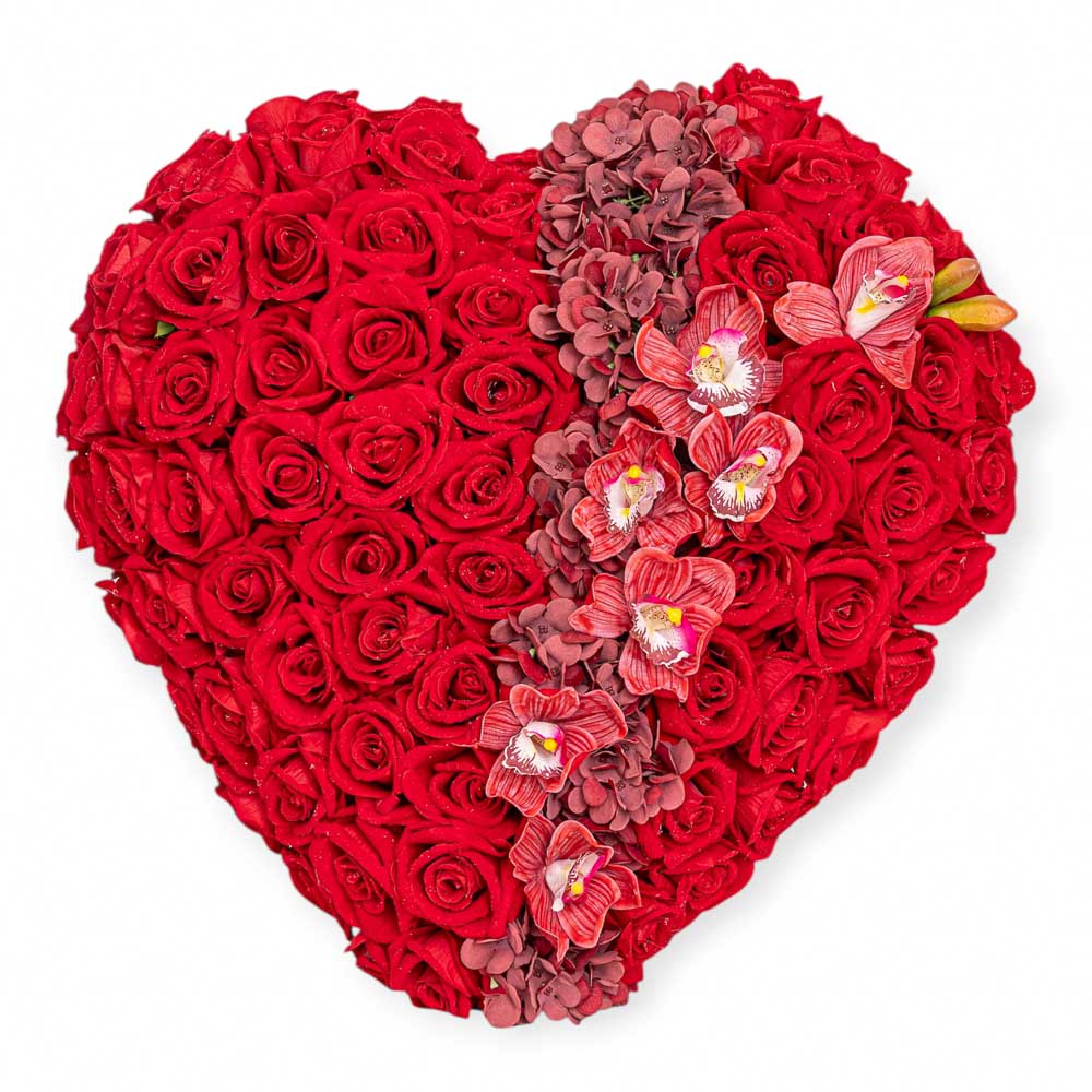cu040 cuore rosso orchidee ilfintofiorista